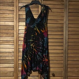 Vibrant Asymmetrical Tie-Dye Dress